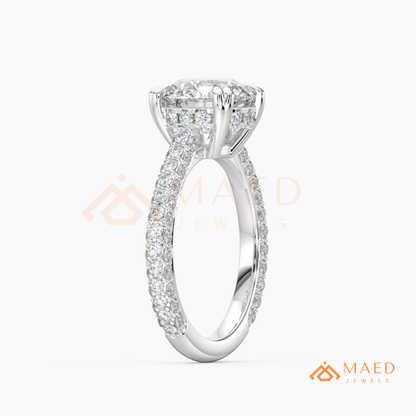 Nature-Inspired Radiant Cut Three-Stone Engagement Ring with Thorn Band in Silver, 14K Gold & Rose Gold