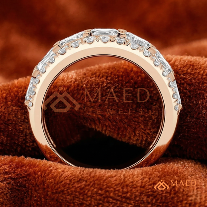 The Empress Triple-Row Eternity Band | Emerald & Round Cut Cluster Ring