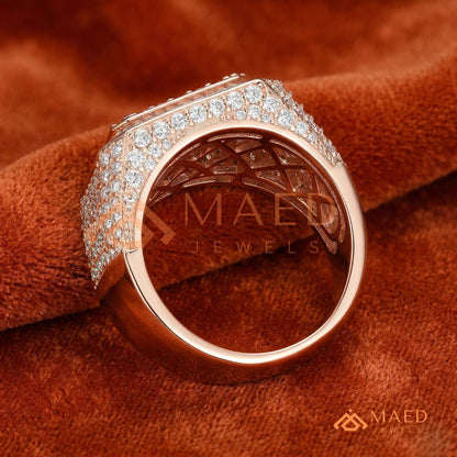 Men's Square Pave & Baguette Diamond Ring | Silver, 14K Gold & Rose Gold