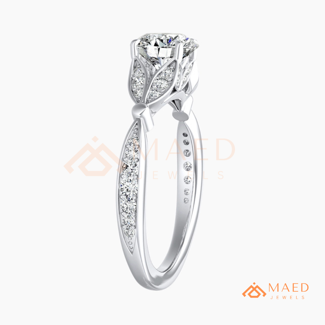 The Grace Radiant Cut Solitaire Engagement Ring with Pave Twist Band in Silver, 14K Gold & 14K Rose Gold