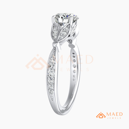 The Grace Radiant Cut Solitaire Engagement Ring with Pave Twist Band in Silver, 14K Gold & 14K Rose Gold