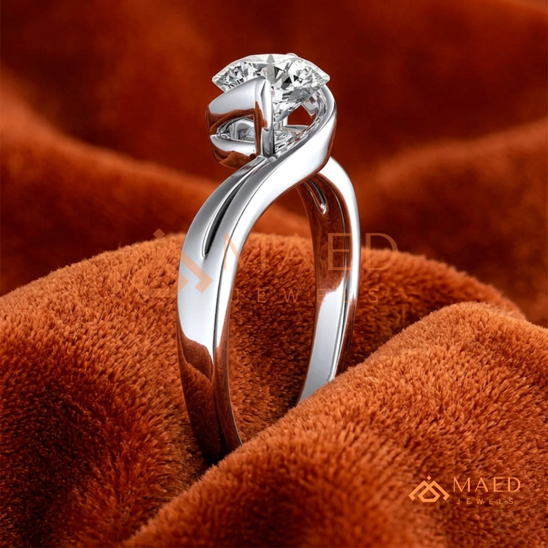 Marquise Cut Solitaire Engagement Ring with Multi-Row Pavé Band – Silver, 14K Gold, or 14K Rose Gold