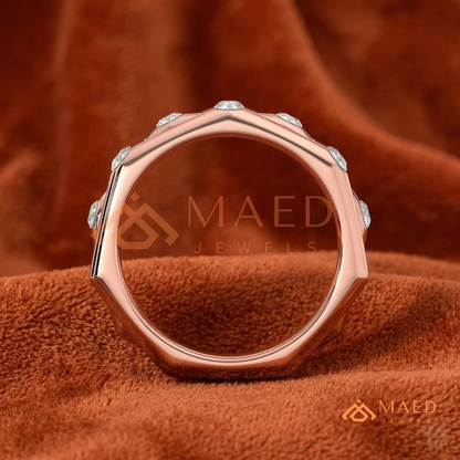 The Nexus Triple Layer Faceted Band | Flush Diamond Statement Ring