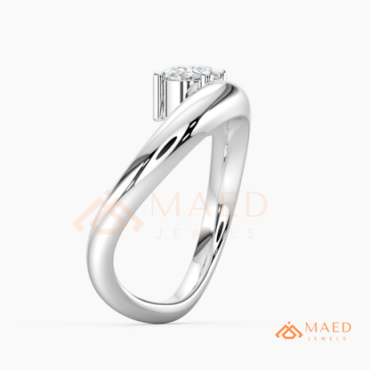 Sculptural Wave East-West Oval Engagement Ring in Silver, 14K Gold & Rose Gold