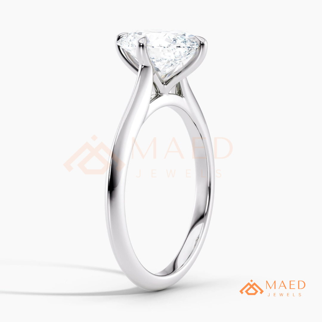 Elongated Oval Cut Solitaire Engagement Ring | 14k Gold, Rose Gold & Sterling Silver