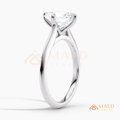 Elongated Oval Cut Solitaire Engagement Ring | 14k Gold, Rose Gold & Sterling Silver