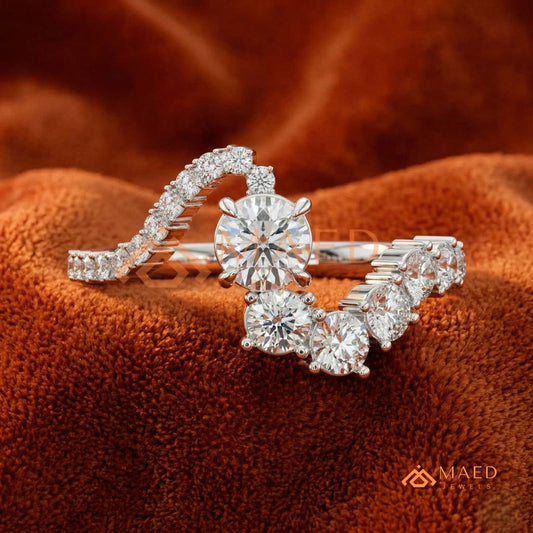 Nature-Inspired Radiant Cut Three-Stone Engagement Ring with Thorn Band in Silver, 14K Gold & Rose Gold