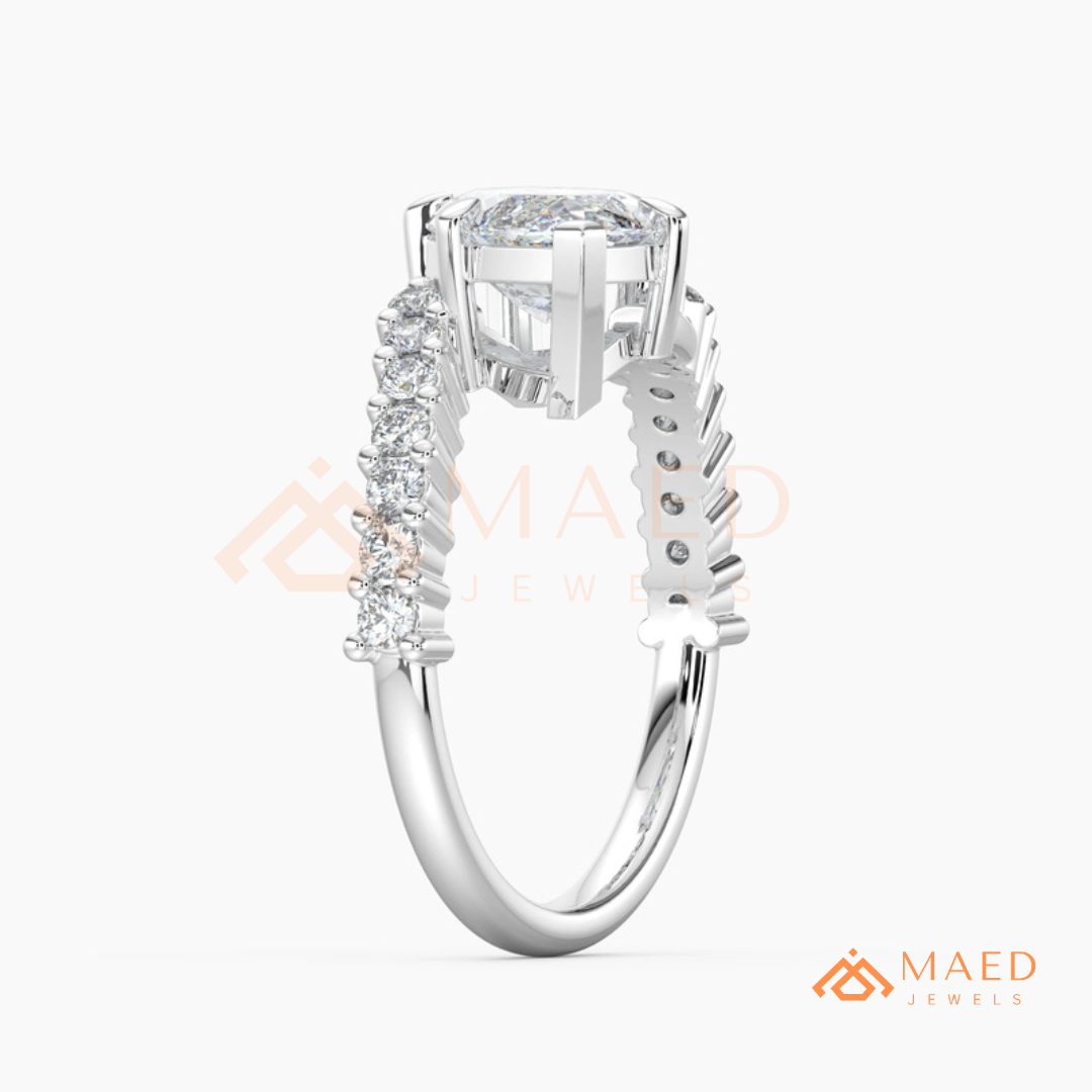 Marquise Cut Diamond Bypass Engagement Ring in Sterling Silver, 14K Gold, & 14K Rose Gold