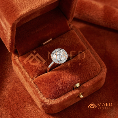 Classic Round Cut Moissanite Halo Engagement Ring in 925 Sterling Silver, 14K Gold & 14K Rose Gold | Solitaire Halo Wedding Ring for Women