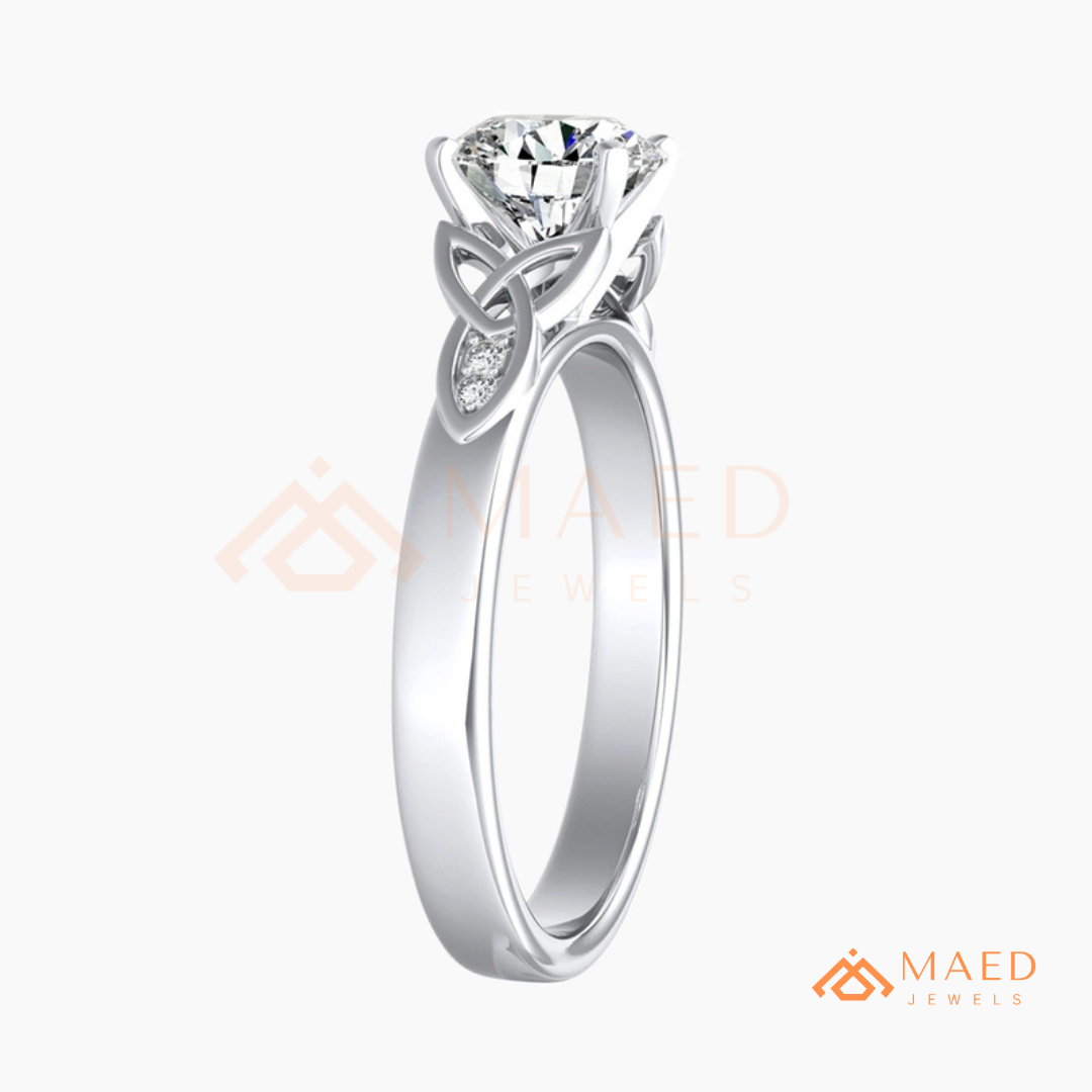 Radiant Cut 3-Stone Engagement Ring with Pear Side Gems & Pavé Band
