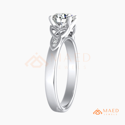 Radiant Cut 3-Stone Engagement Ring with Pear Side Gems & Pavé Band