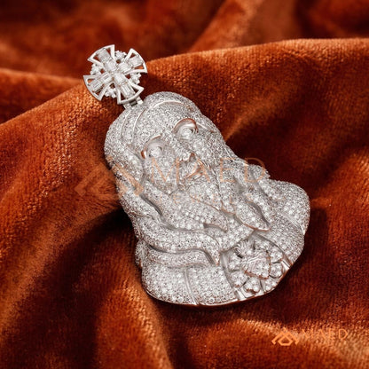 The Sovereign Sacred Heart Piece | Fully Encrusted Jesus Bust Cross Pendant