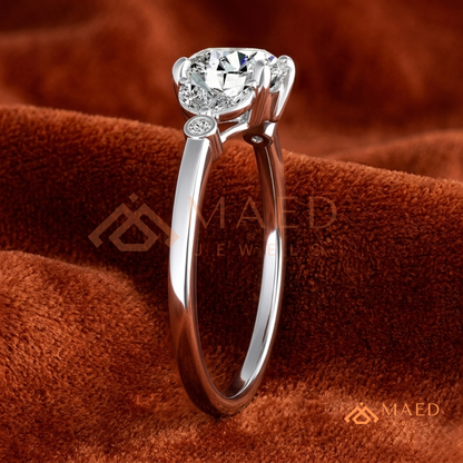 Braided Solitaire Oval Cut Ring in 14K Yellow Gold, Rose Gold & Silver