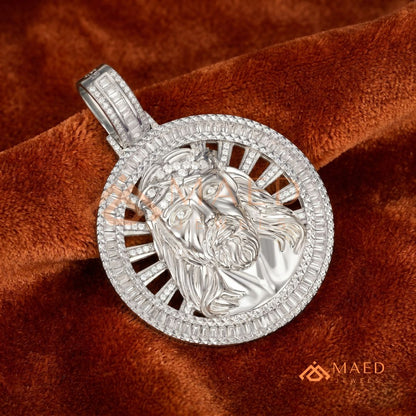 Diamond Jesus Piece Medallion Pendant | 14K Gold, Rose Gold & Sterling Silver
