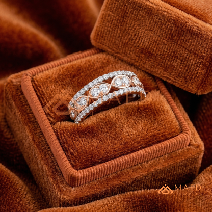 Amara Two-Tone Milgrain Filigree Ring – Available in Silver, 14K Yellow & Rose Gold
