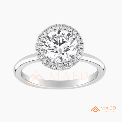 Classic Round Cut Moissanite Halo Engagement Ring in 925 Sterling Silver, 14K Gold & 14K Rose Gold | Solitaire Halo Wedding Ring for Women