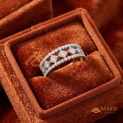 Geometric Openwork Pavé Statement Ring in Silver, 14K Yellow Gold, or Rose Gold