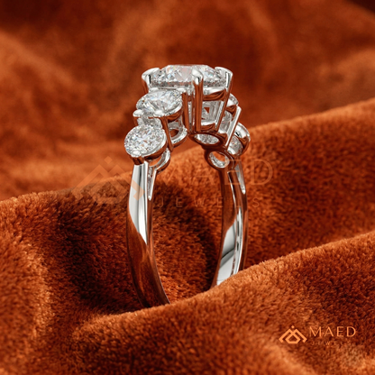 Round Cut 5-Stone Graduated Engagement Ring in Sterling Silver, 14K Gold & 14K Rose Gold