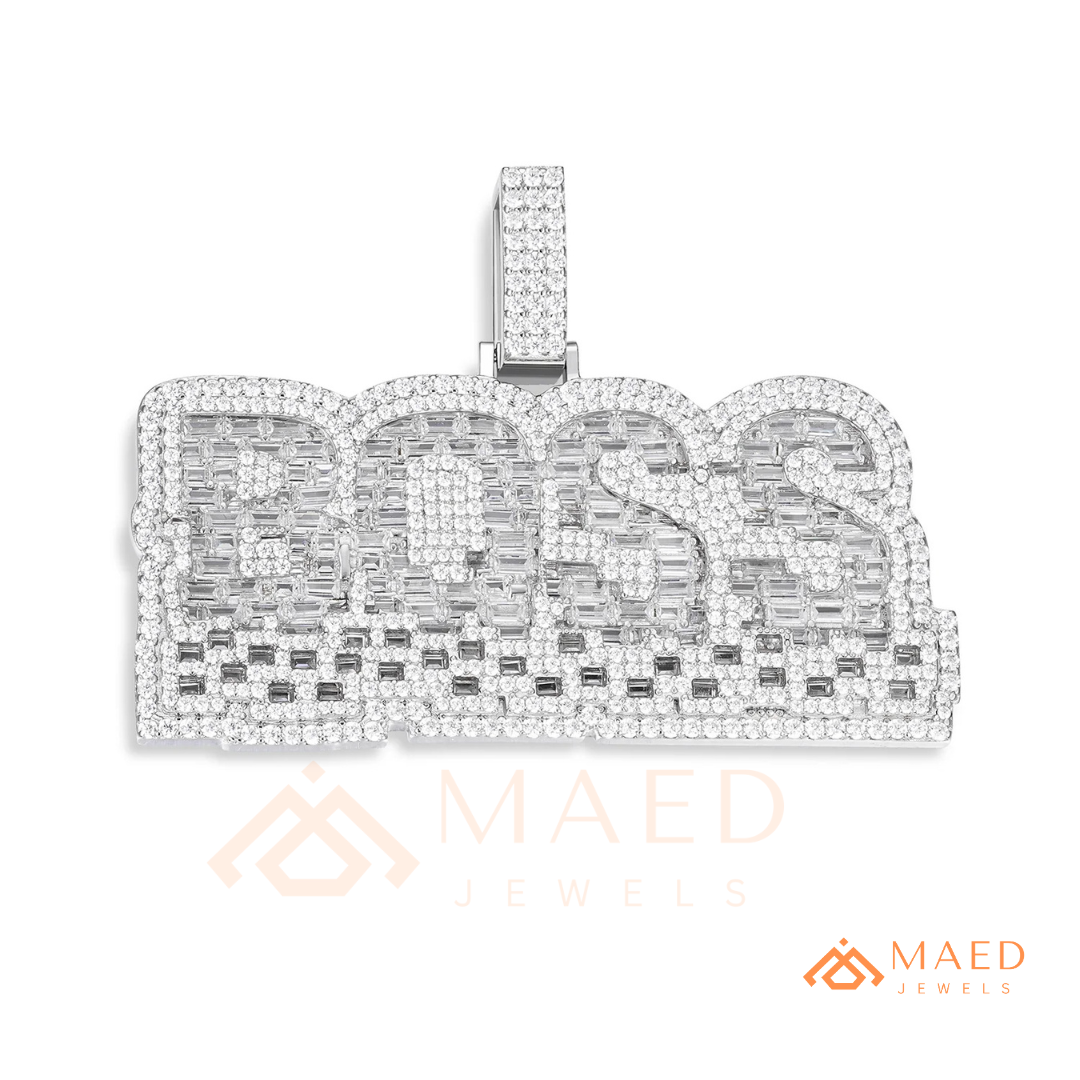 BOSS Luxury Diamond Letter Pendant - Sterling Silver, 14K Gold & Rose Gold