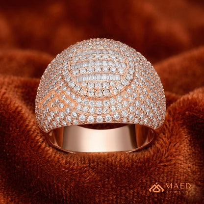 Heavy Square Iced Baguette Signet Ring – 925 Silver, 14K Gold & Rose Gold