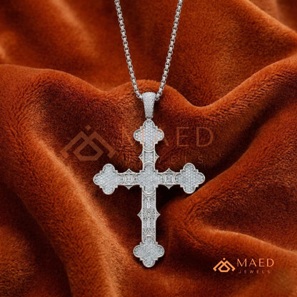 Byzantine Clover Cross Pendant – Iced Out Micro Pave Statement Necklace
