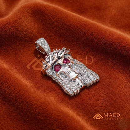 Fully Flooded Skull Jesus Piece Charm – Crown of Thorns Hip Hop Pendant