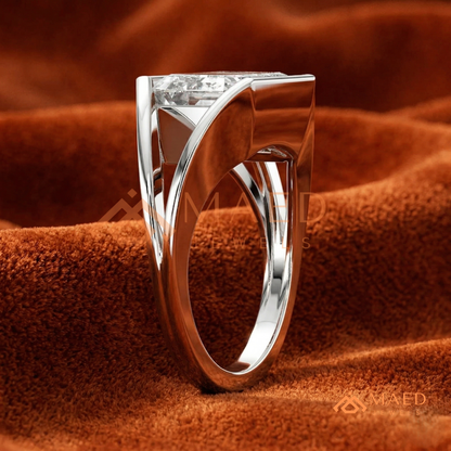 Nature-Inspired Radiant Cut Three-Stone Engagement Ring with Thorn Band in Silver, 14K Gold & Rose Gold