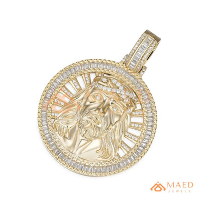 Diamond Jesus Piece Medallion Pendant | 14K Gold, Rose Gold & Sterling Silver