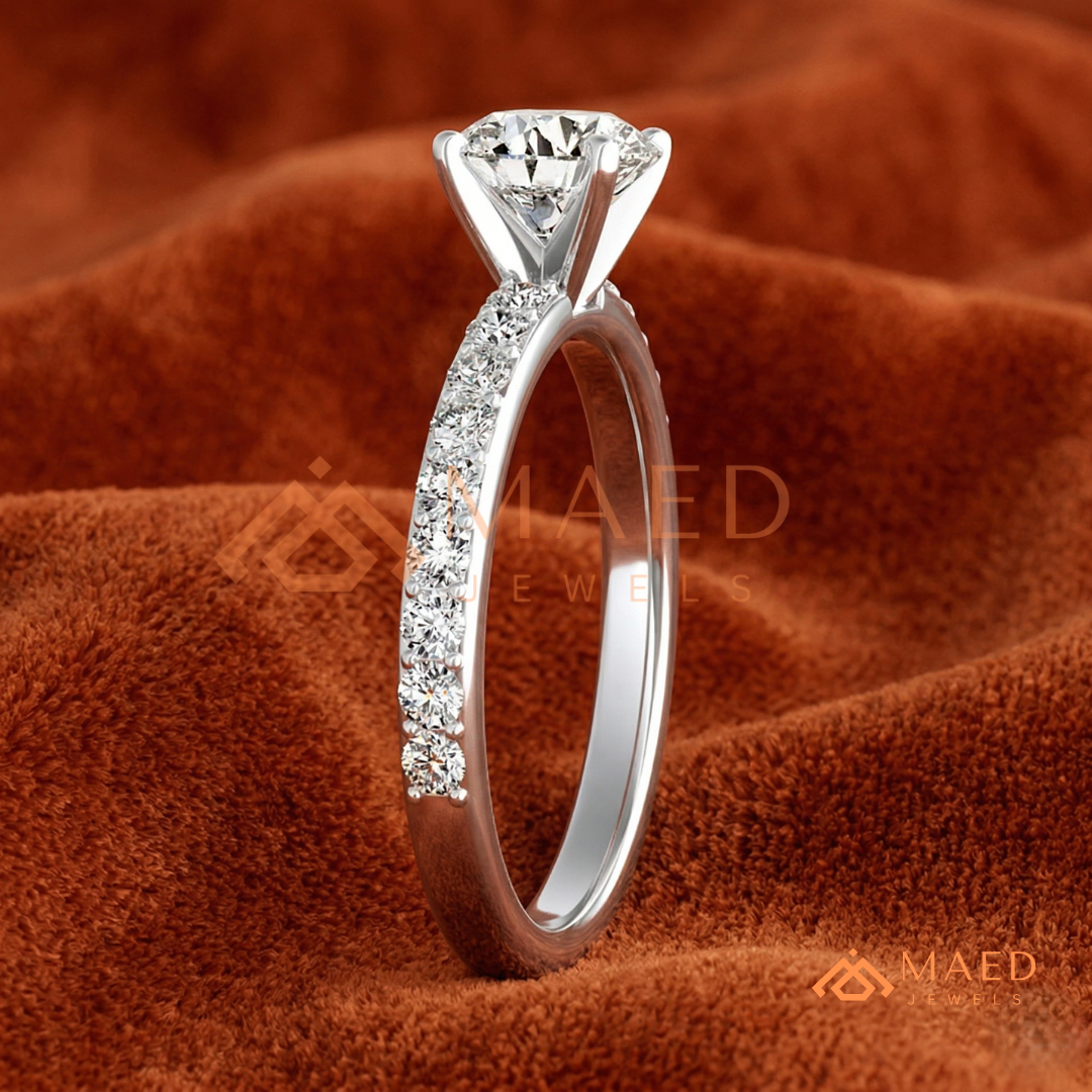 Premium Halo Engagement Ring | Oval, Radiant & Princess Cut Pavé Bands