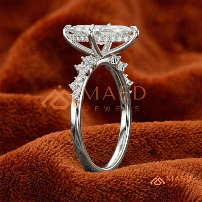 Vintage Marquise Cut Engagement Ring | Cluster Vine Band in 14K Gold, Rose Gold & Sterling Silver