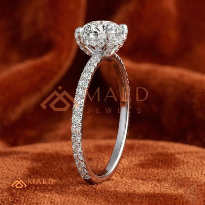 Classic Solitaire Engagement Ring with Pavé Band
