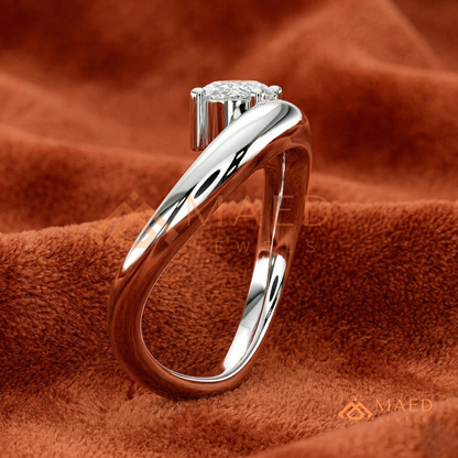 Sculptural Wave East-West Oval Engagement Ring in Silver, 14K Gold & Rose Gold