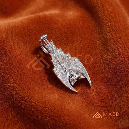 Vampire Bat Diamond Cluster Statement Charm – Red Eye Halloween Pendant