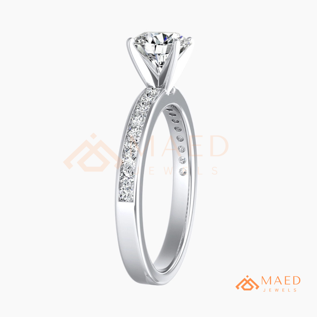 Princess Cut Diamond Engagement Ring | 14k Gold, Rose Gold & Sterling Silver Sparkle Solitaire Accented Band