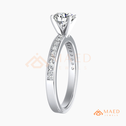 Princess Cut Diamond Engagement Ring | 14k Gold, Rose Gold & Sterling Silver Sparkle Solitaire Accented Band