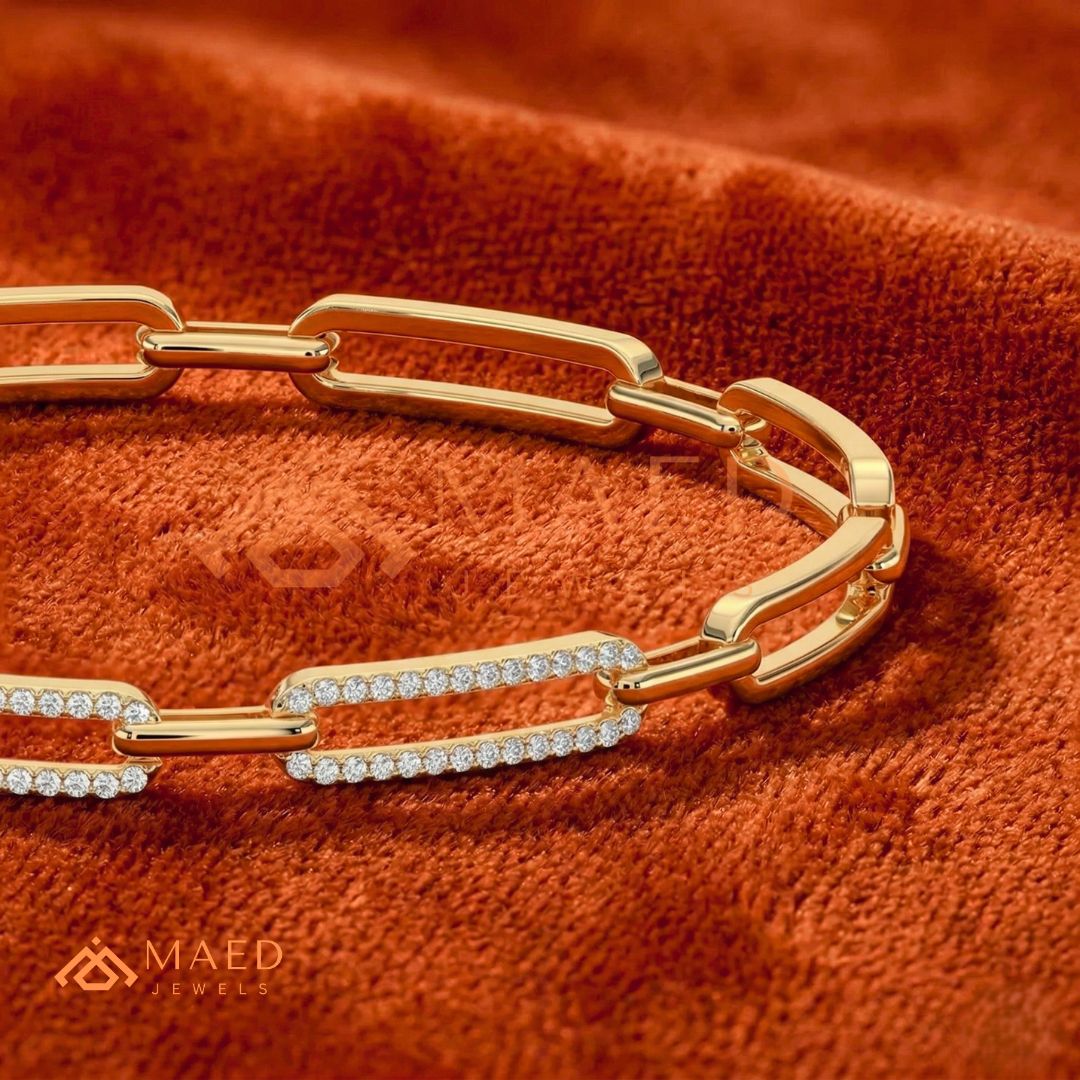 Diamond Paperclip Link Bracelet