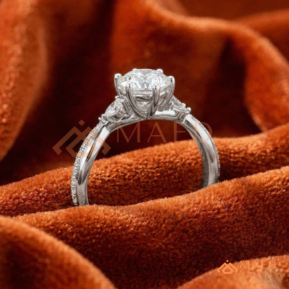 Pear Shaped Split Shank Promise Ring (Silver, 14K Solid Yellow/Rose Gold)