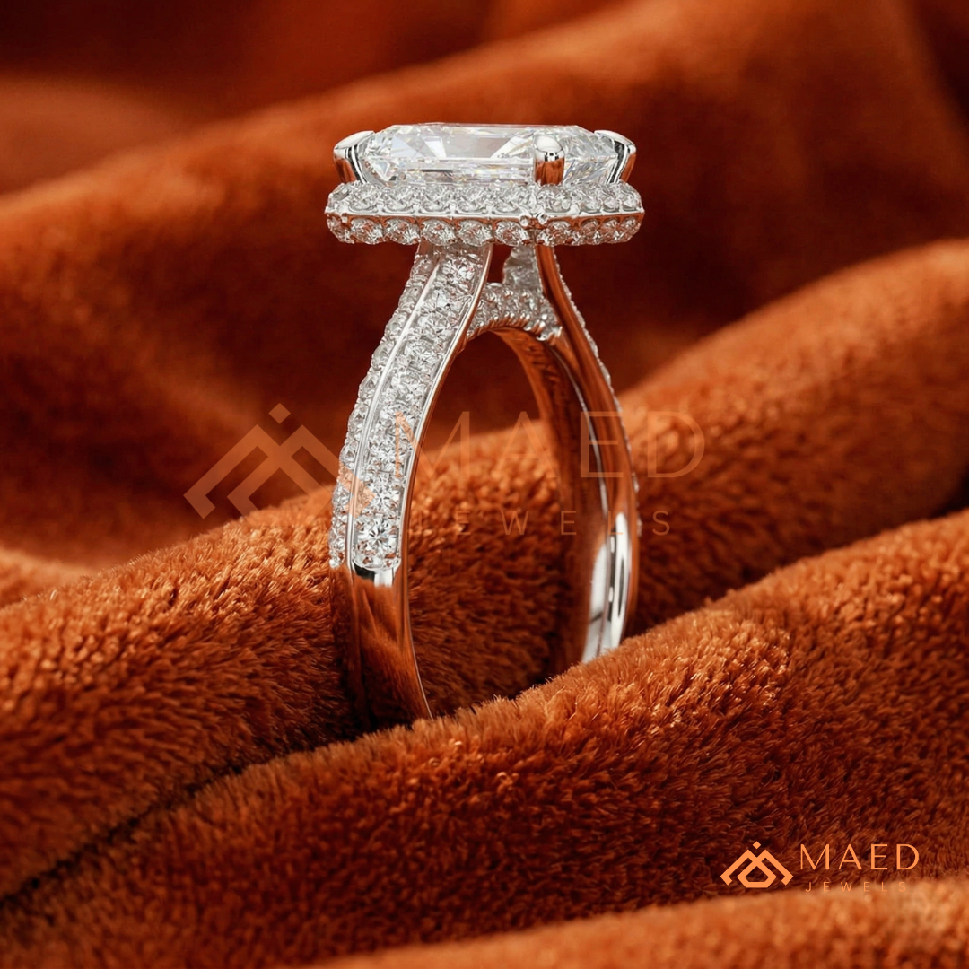 Classic Round 3-Stone Engagement Ring with Twisted Pavé Band