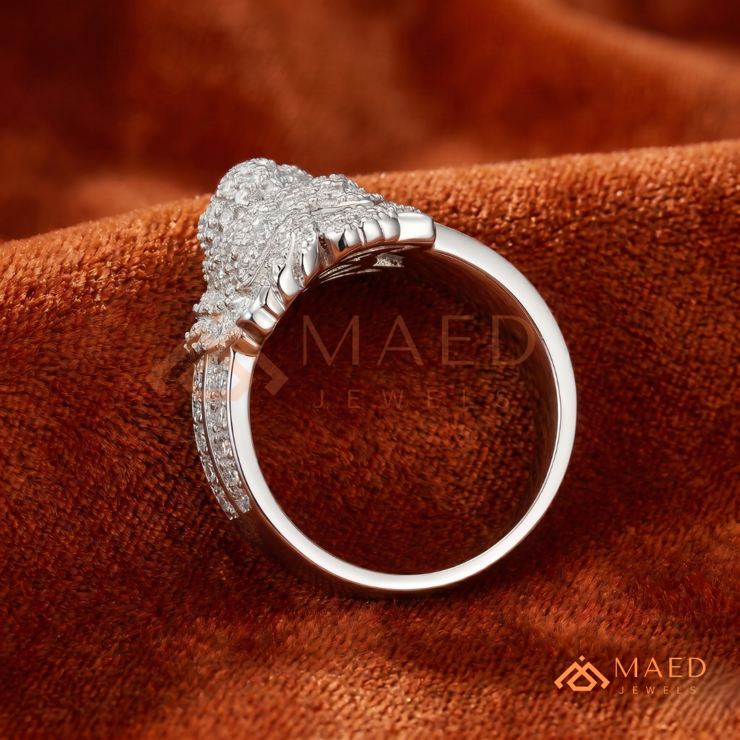 Men's Iced-Out Concentric Circle Dome Ring | Silver, 14K Gold & Rose Gold