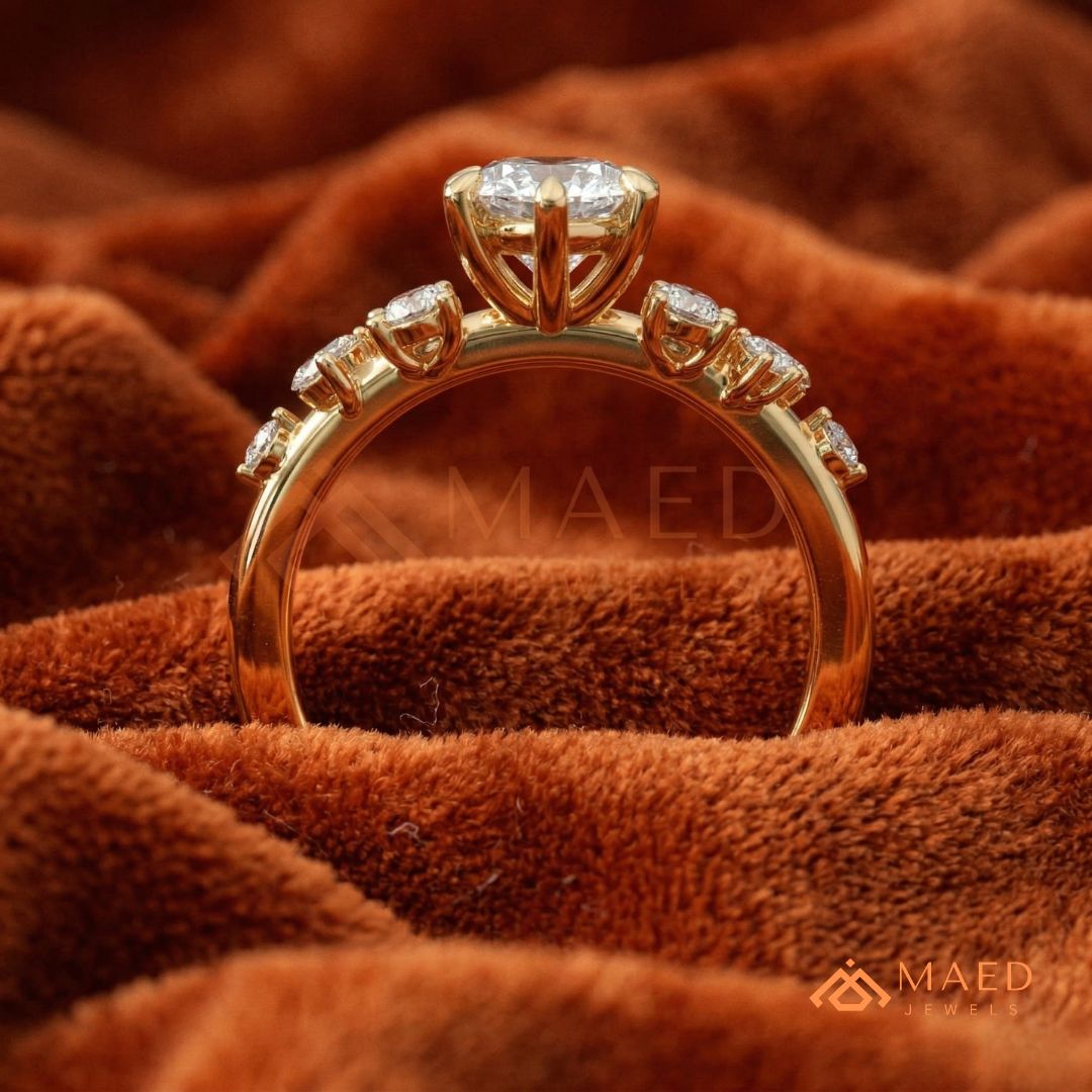 Vintage Marquise Cut Cluster Engagement Ring in 14K Gold, Rose Gold & Silver