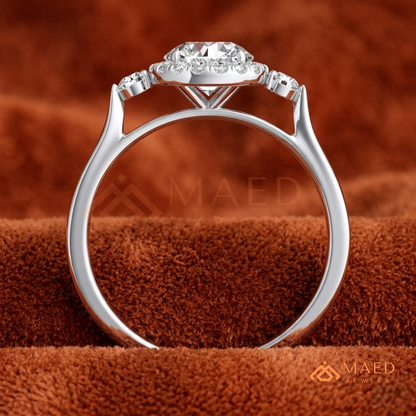 Majestic Oval Halo Diamond Simulant Ring in 14K Yellow Gold, Rose Gold & Sterling Silver