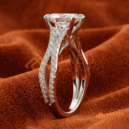 Radiant Cut Criss-Cross Engagement Ring in Sterling Silver, 14K Gold & 14K Rose Gold