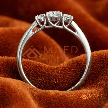 Classic Round Brilliant Cut Three Stone Ring | 14k Gold, Rose Gold & Silver