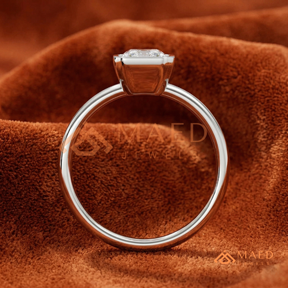 The Rowan Radiant Half-Bezel Engagement Ring – Silver, 14K Yellow & Rose Gold