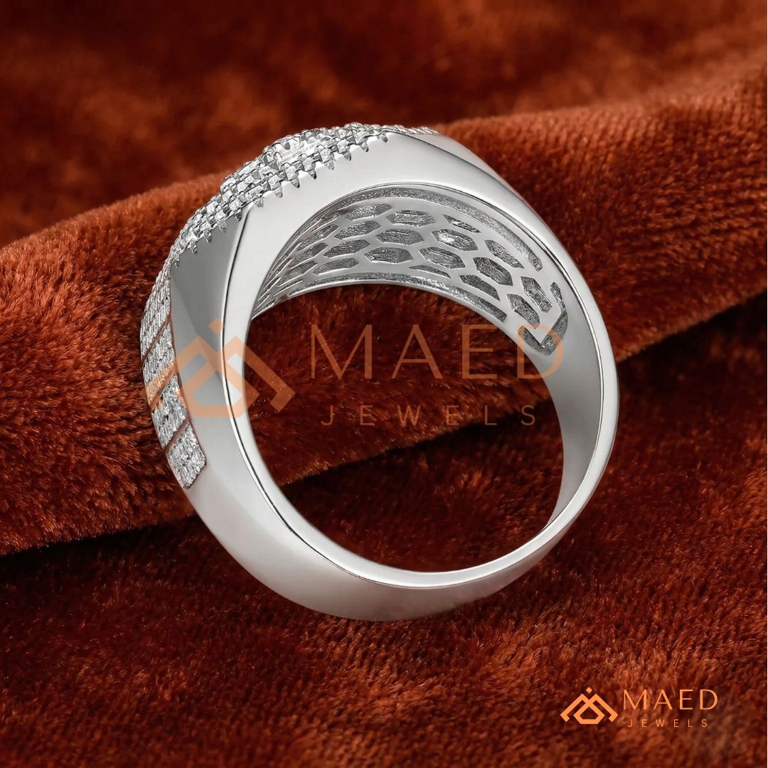 Men's Iced-Out Dollar Sign Signet Ring | Sterling Silver, 14K Gold & Rose Gold