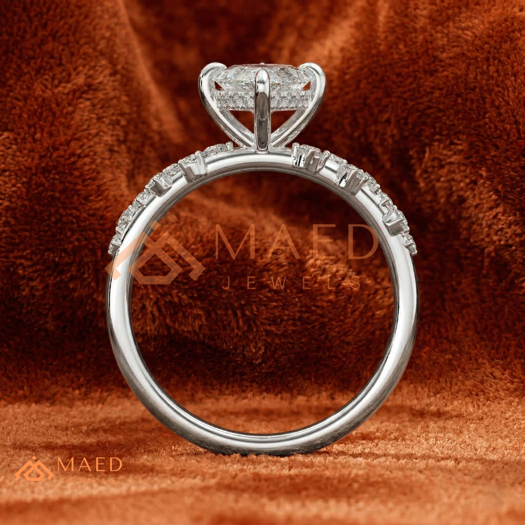 Vintage Marquise Cut Engagement Ring | Cluster Vine Band in 14K Gold, Rose Gold & Sterling Silver