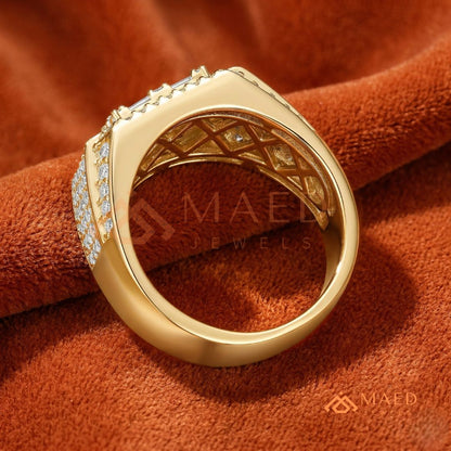 Men's Alternating Baguette & Pave Diamond Ring | Silver, 14K Gold & Rose Gold