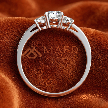 Round Cut 3-Stone Engagement Ring in 14K Gold, Rose Gold & Silver | Classic Three Stone Pave Moissanite Ring for Women