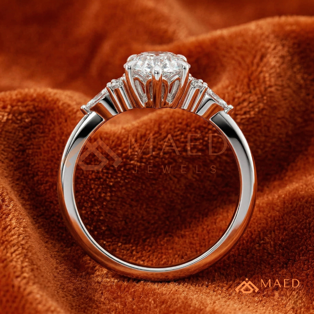 Classic Round Brilliant [Gemstone Type] Tiffany Style Ring in 14K Yellow Gold, Rose Gold & Silver