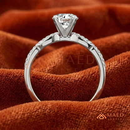 Intertwined Vortex Halo Diamond Simulant Ring in 14K Yellow Gold, Rose Gold & Silver